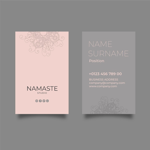 Free Vector meditation & mindfulness vertical business card template