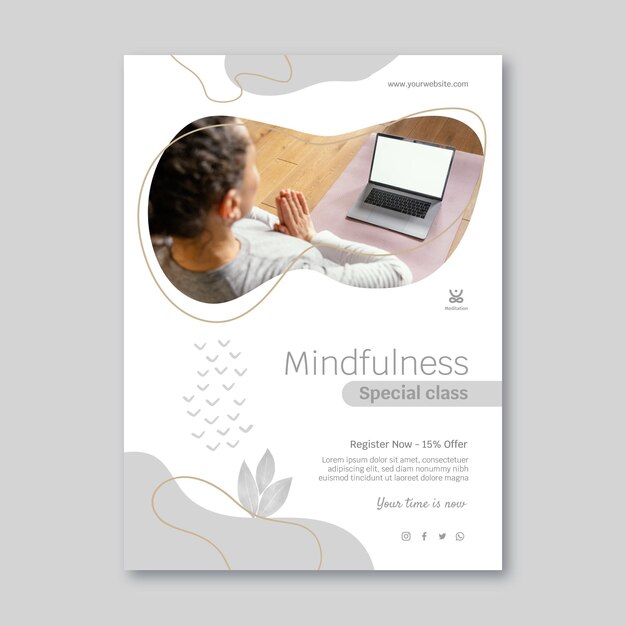 Meditation and mindfulness vertical flyer