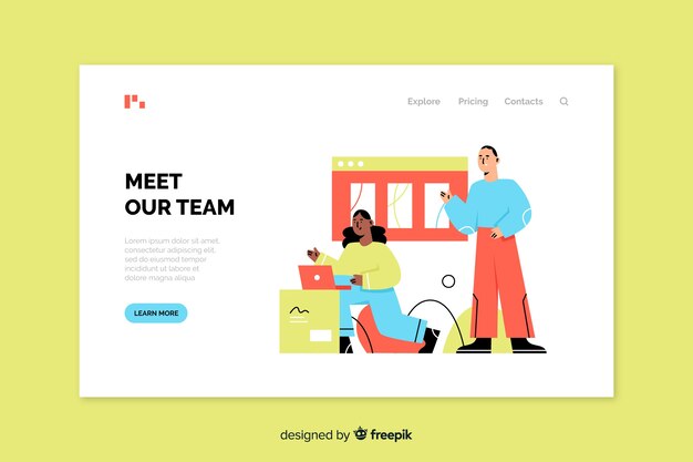 Meet our team concept for landing page