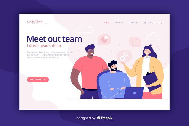 Meet our team landing page flat style