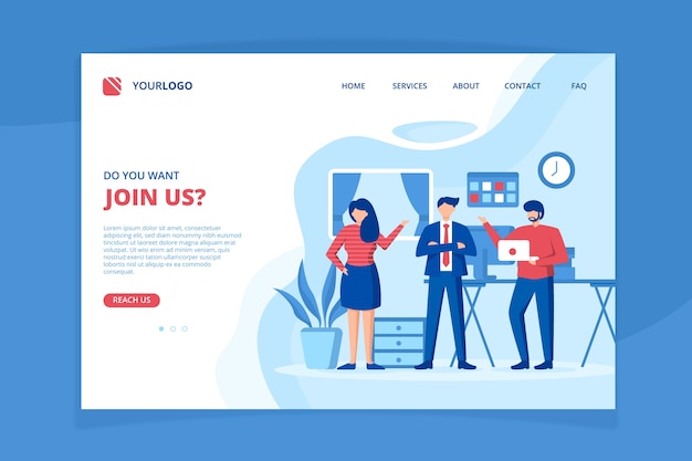 Free Vector meet our team landing page template