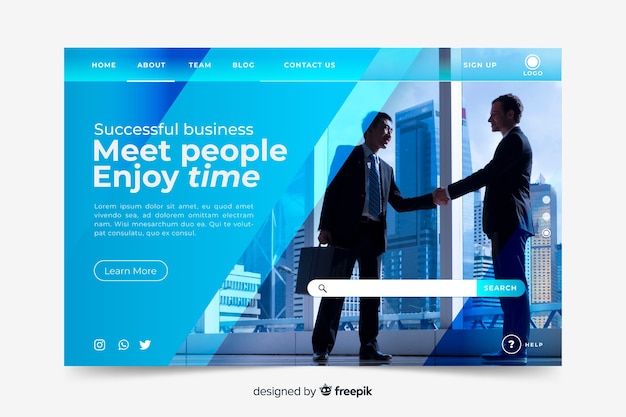 Free Vector meet people business landing page