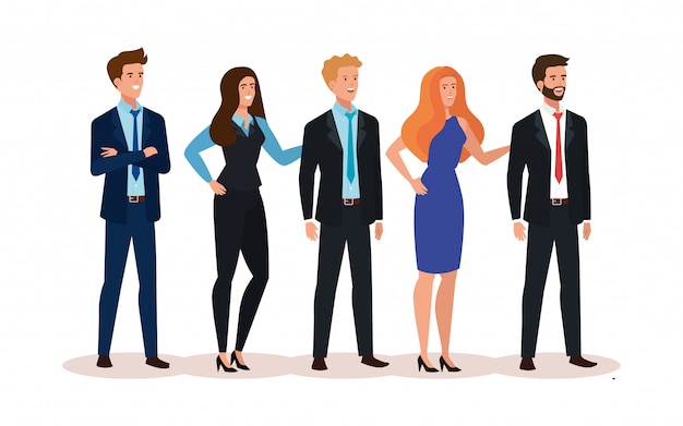 Free Vector meeting of business people avatar character