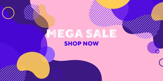 Mega sale abstract banner with overlaid forms