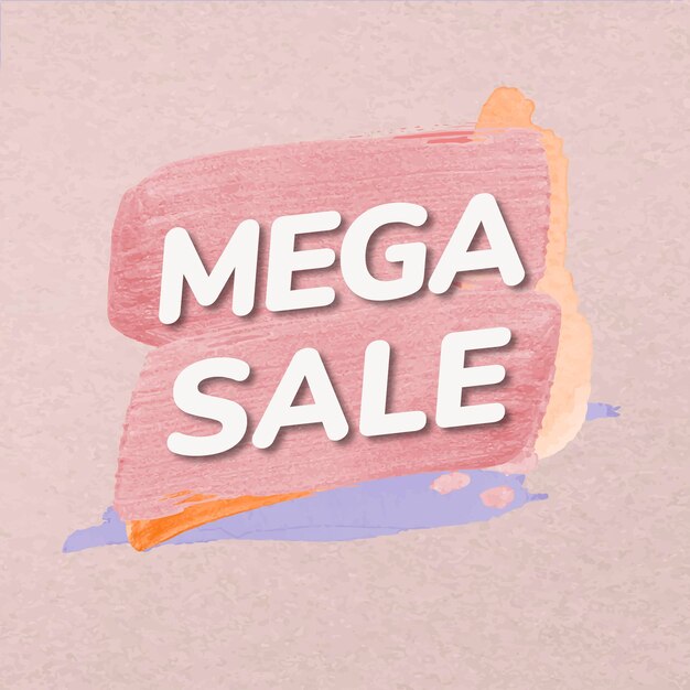 Mega sale badge sticker, paint texture, shopping image vector