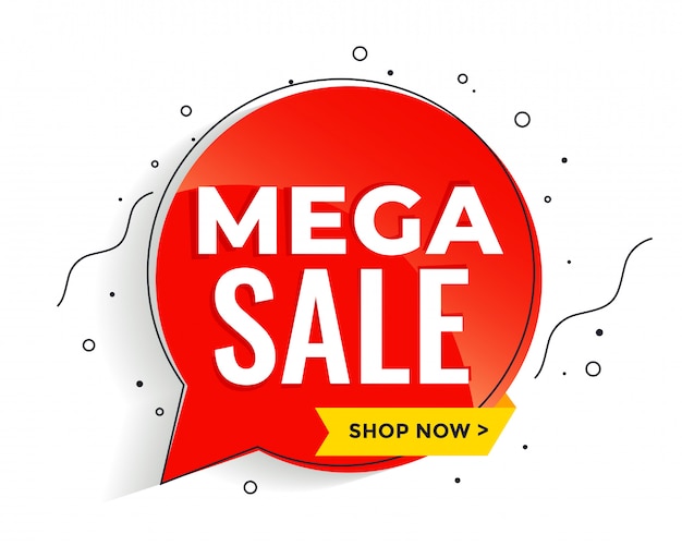 Mega sale banner in memphis style banner template