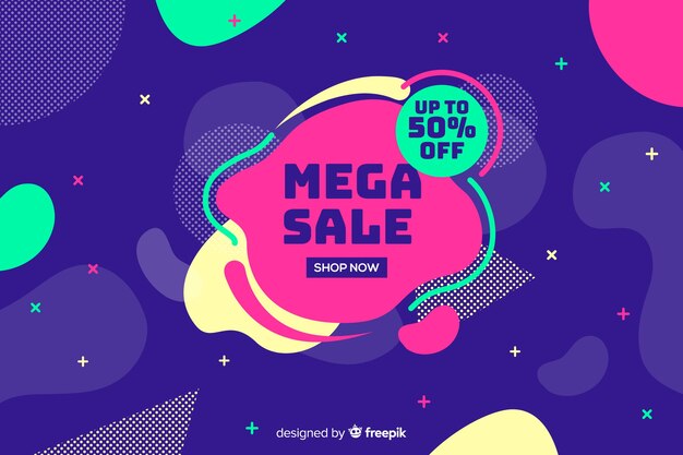 Mega sales background with abstract shapes