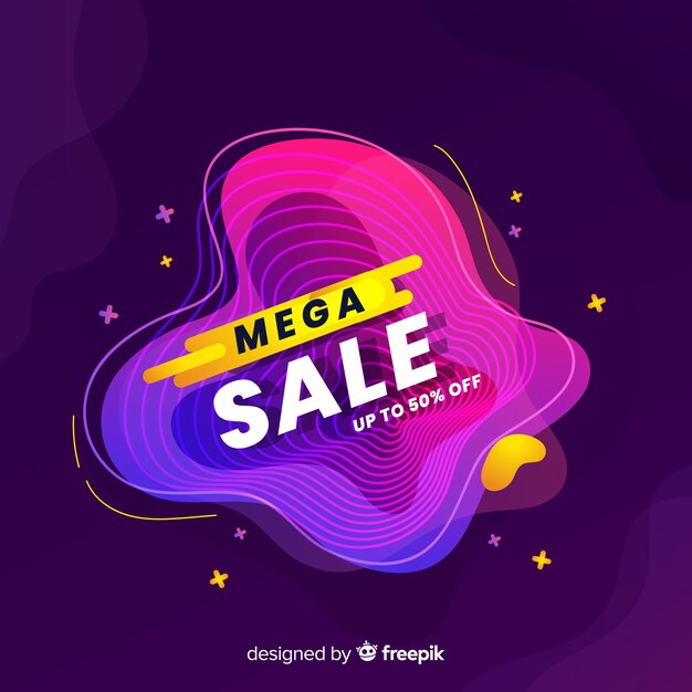 Mega sales background with abstract shapes