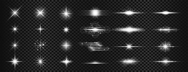 Free vector mega set of glowing white rays background for decoration vector