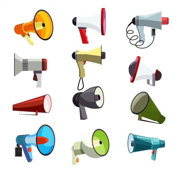 Megaphones icons set