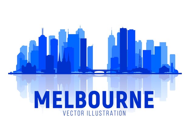 Melbourne Australia skyline silhouette vector illustration White background with city panorama Travel picture Image for Presentation Banner Placard and Web Site