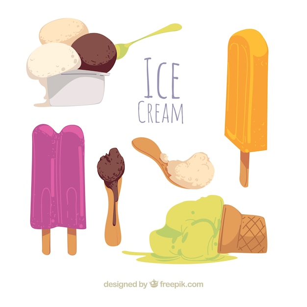 Free Vector melted ice cream collection