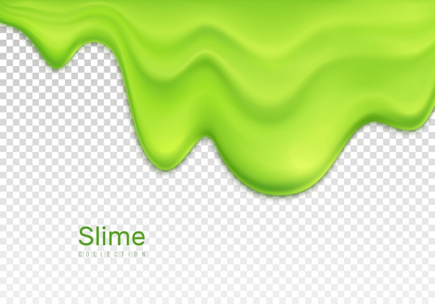 Free Vector melting green slime blot on transparent background realistic illustration