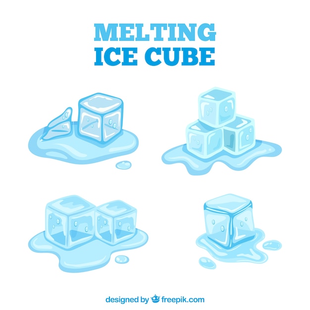 Melting ice cubes with flat design