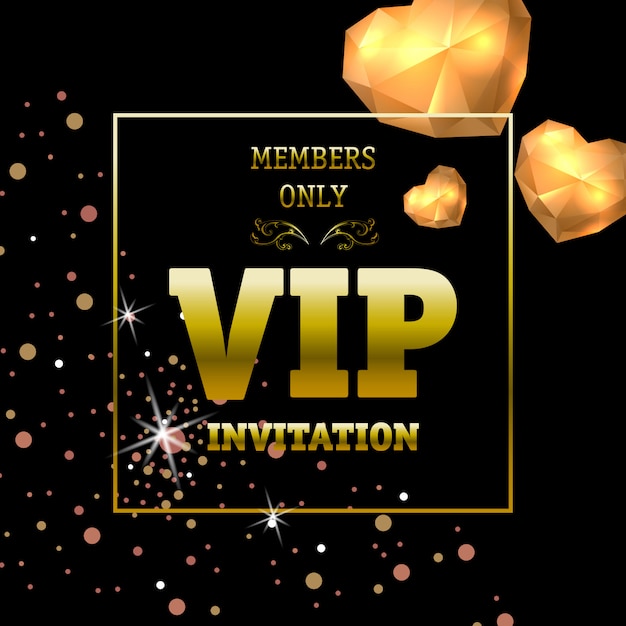 Free Vector members only vip invitation banner with lighting hearts