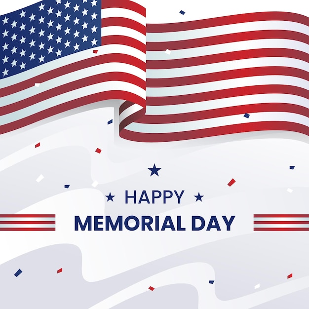 Free vector memorial day realistic background with usa flag