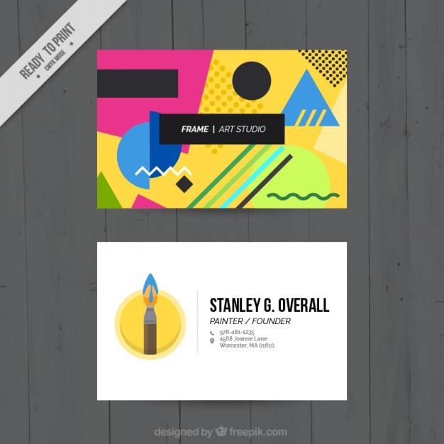 Free Vector memphis business cards , art studio