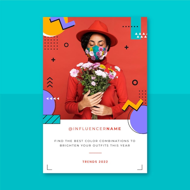 Free Vector memphis colorful influencer blog post