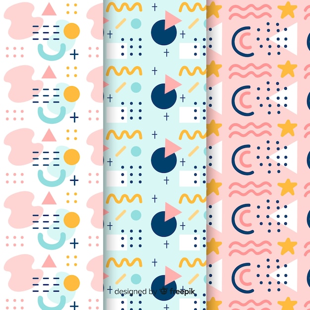 Free vector memphis pattern collection concept for background