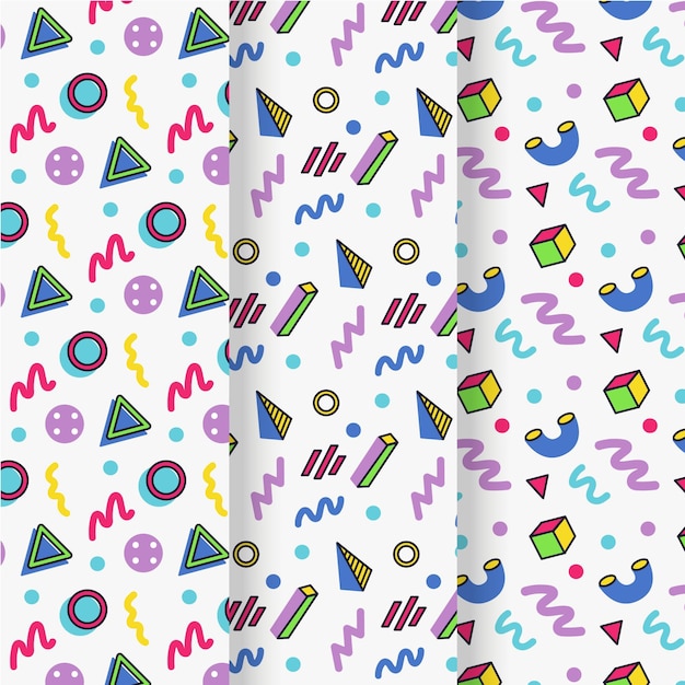 Free vector memphis pattern collection concept