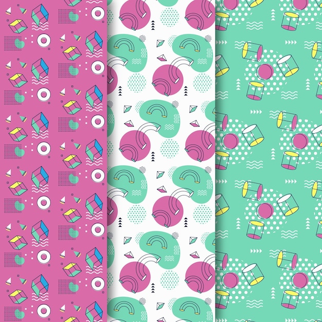 Free Vector memphis pattern collection