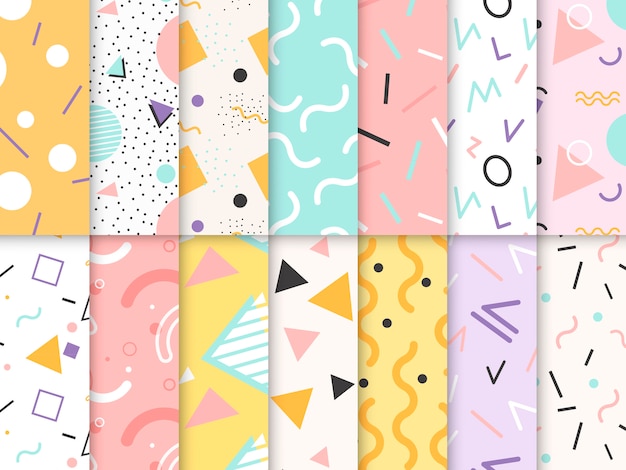 Free Vector memphis pattern collection