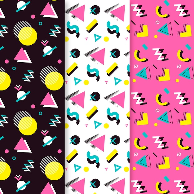 Free vector memphis pattern pack