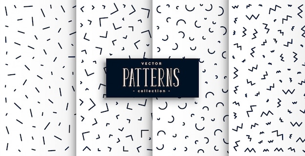 Memphis pattern set in black and white color