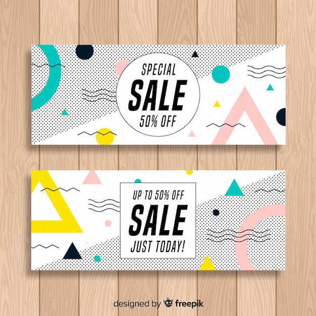 Free Vector memphis sale banner collection