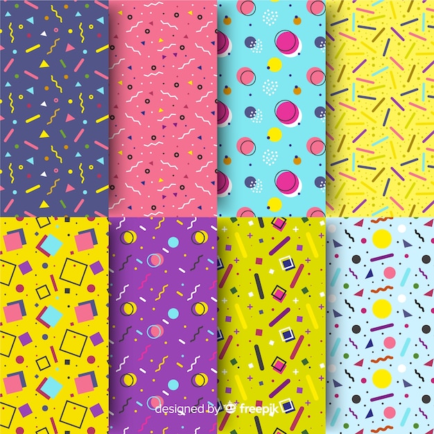 Memphis seamless pattern set