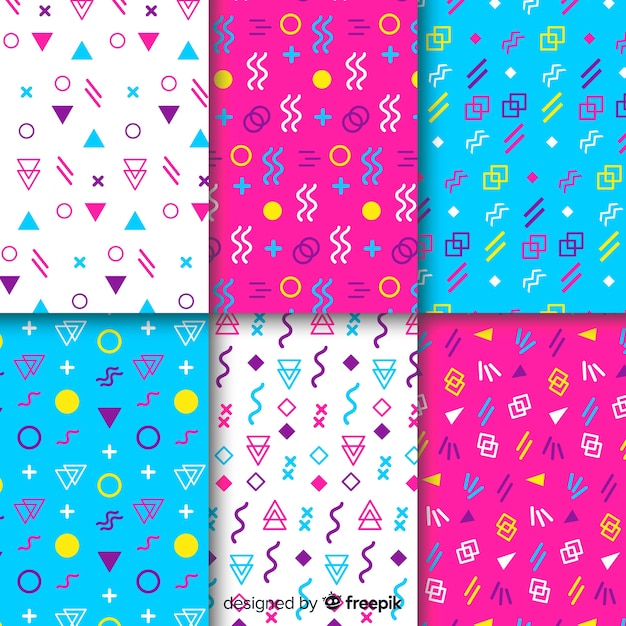 Memphis seamless pattern set