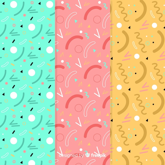 Free Vector memphis seamless pattern set