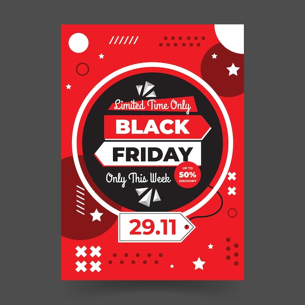 Memphis style black friday flat design flyer template