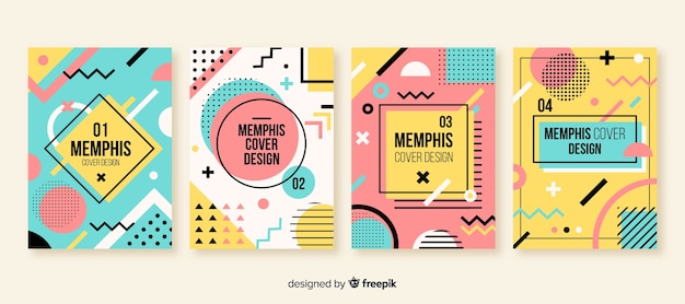 Free vector memphis style brochure set