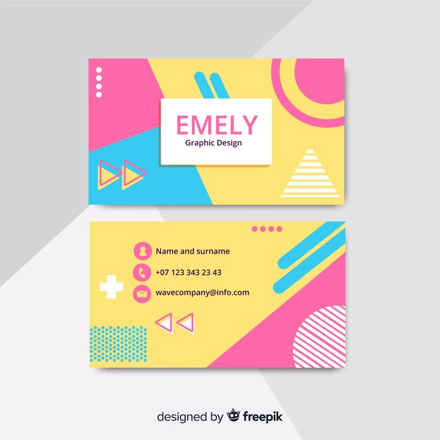 Memphis style business card template