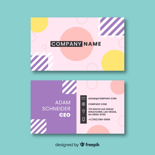 Memphis style business card template