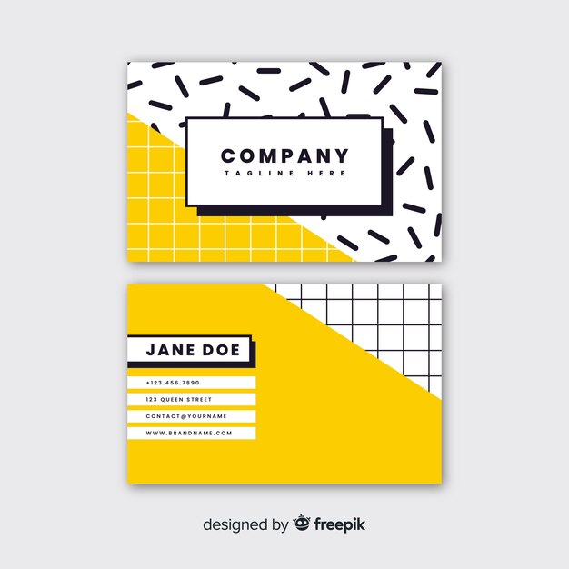 Memphis style business card template