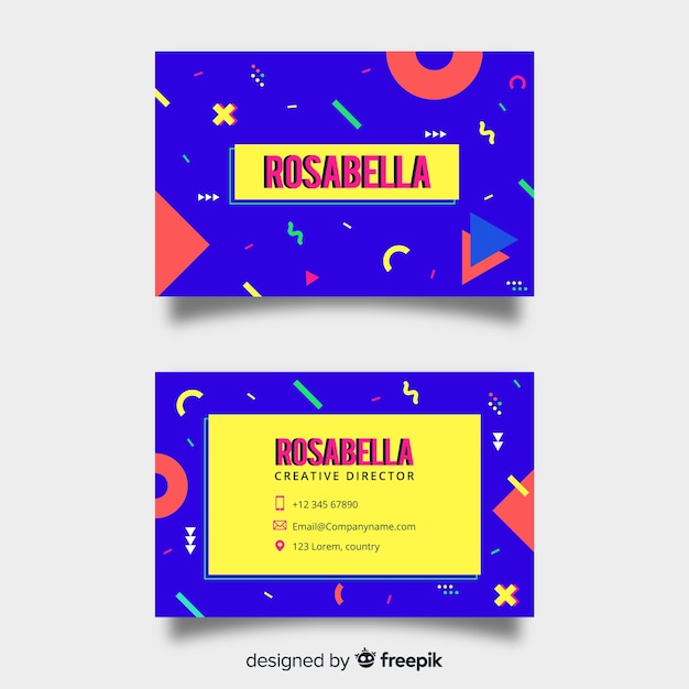 Memphis style business card template