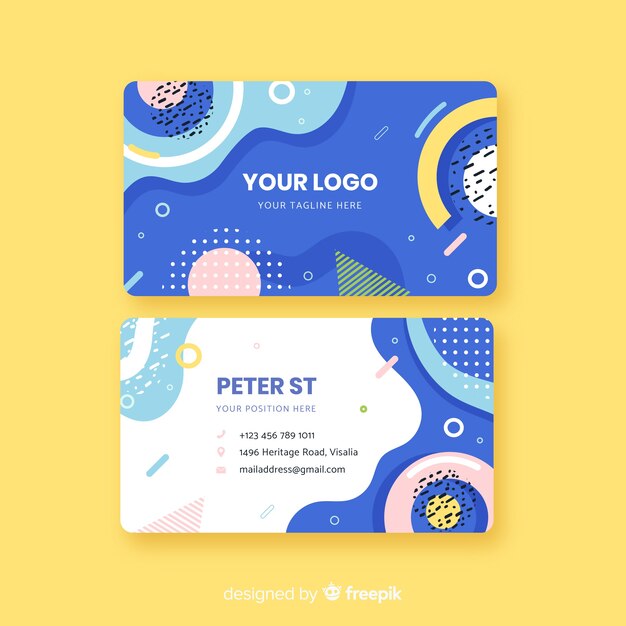 Memphis style business card template