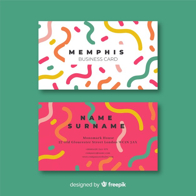 Memphis style business card template