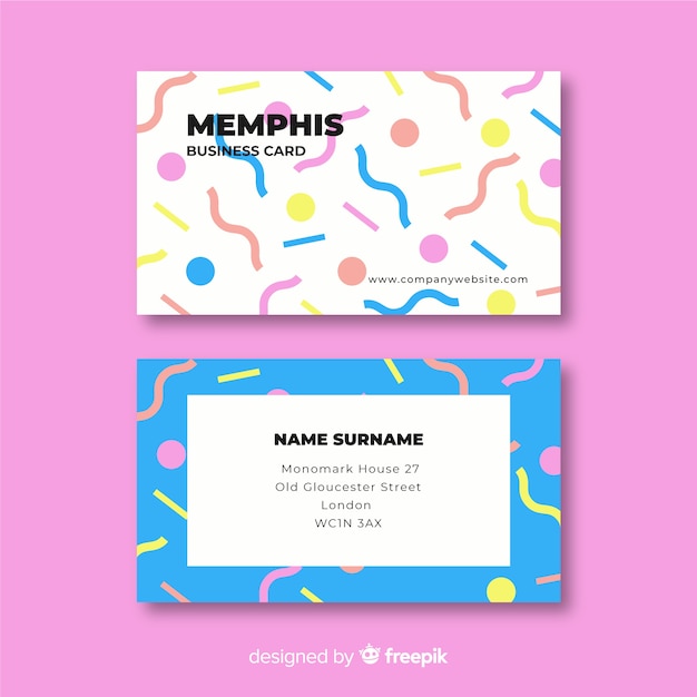 Memphis style business card template