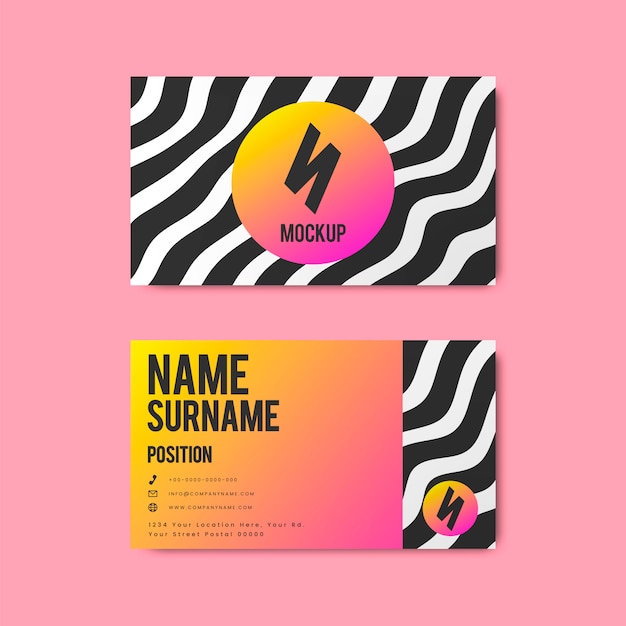 Free Vector memphis style creative business card design in bold colors