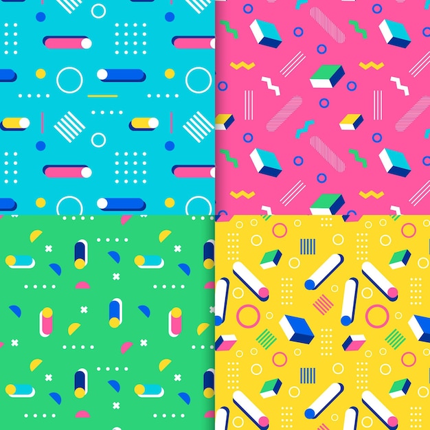 Free vector memphis style pattern collection