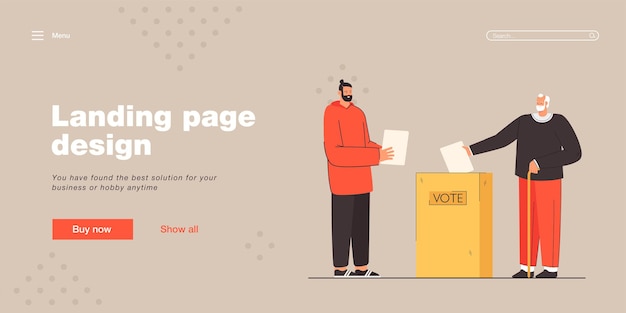 Free Vector men of all ages voting landing page template