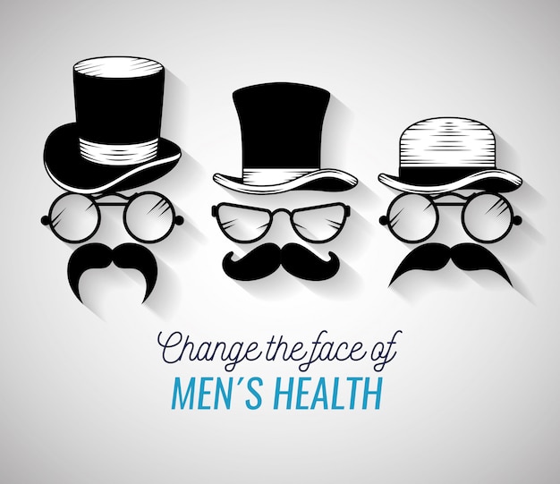 Free Vector men faces with fashion hat and mustache