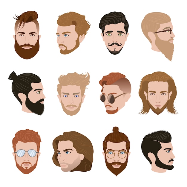 Free Vector men hairstyle collection 