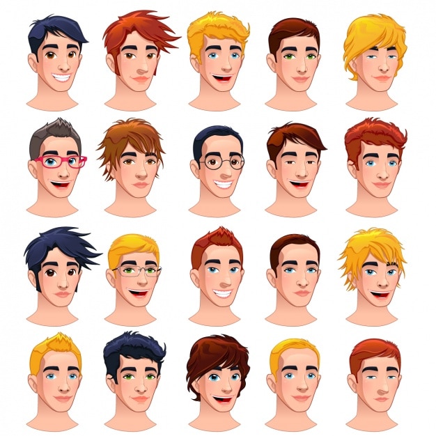 Free Vector men heads collection