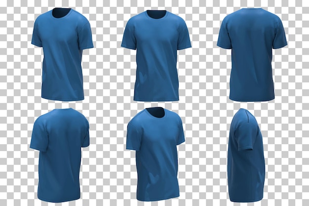 Free Vector men's blue t-shirt in different views with realistic style