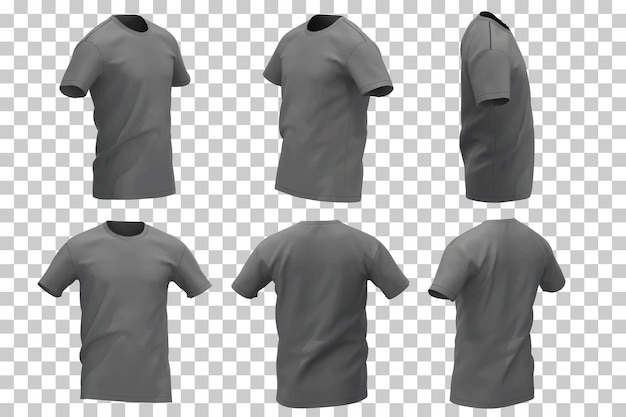 Free vector men's grey t-shirt in different views with realistic style