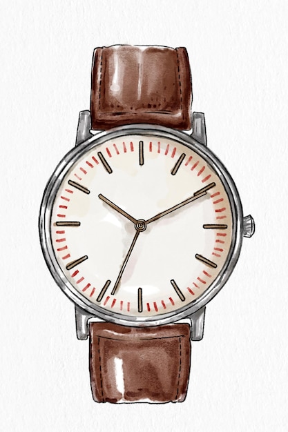 Men&#39;s leather wrist watch vector hand drawn fashion sketch